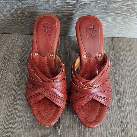 NEW Frye Reese Multi Slide Heeled Sandal Red Size 6.5 - Picture 3 of 9